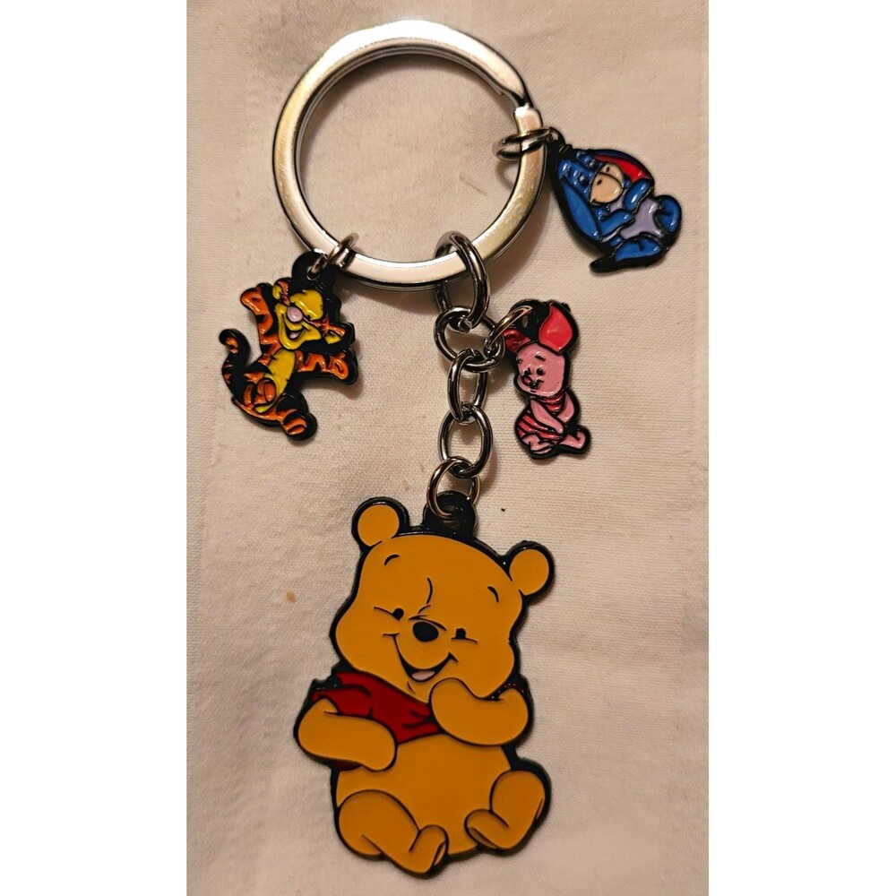 Winnie the Pooh Inspired Keychain w/ Tigger Piglet & Eeyore Charms